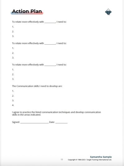 Relationship Insights™ Action Plan Page Image