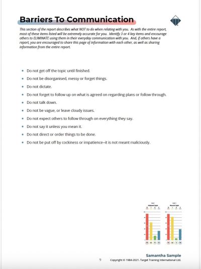Relationship Insights™ Barriers to Communication Page Image